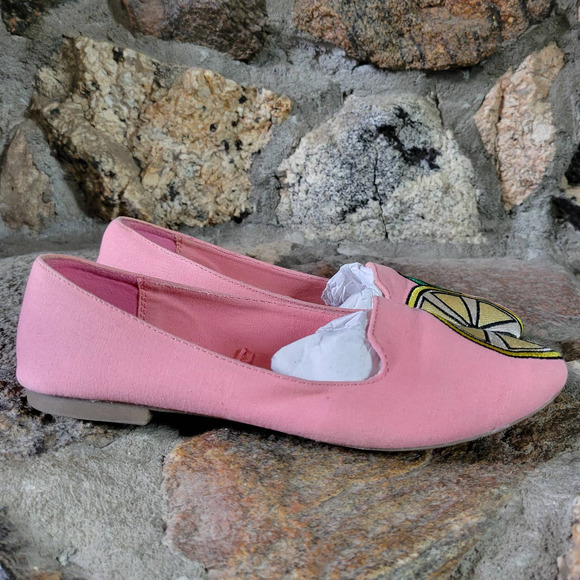 SO Shoes - SO 'Anchovy Lemon' Embroidered Pink Flats